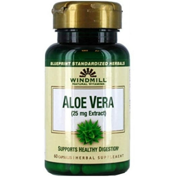 Windmill Natural Vitamins Aloe Vera 25 mg Herbal Supplement, 60 Each