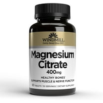 Windmill Natural Vitamins Magnesium Citrate 400 mg, Immune Support, Supports Healthy Heart, 60 Count, 30 Servings