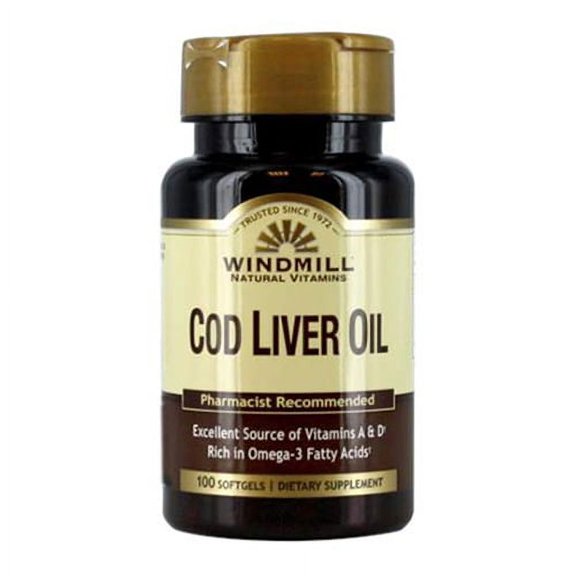 Windmill Natural vitamins Cod Liver Oil Softgels, 100 Ea
