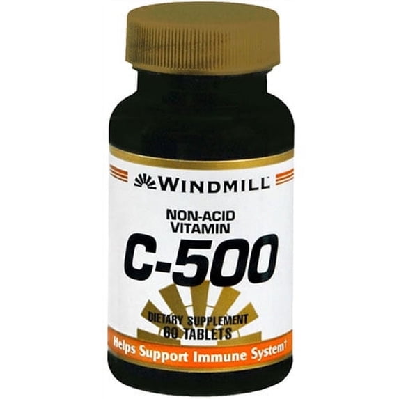 Windmill Non Acid Vitamin C-500Mg Tablets To Support Immune System, 60 Ea