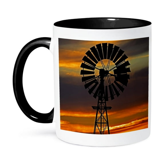 3dRose, Windmill, Oodnadatta Track, Outback, Australia-AU01 DWA2446 - David Wall, 11oz Two-Tone Black Mug