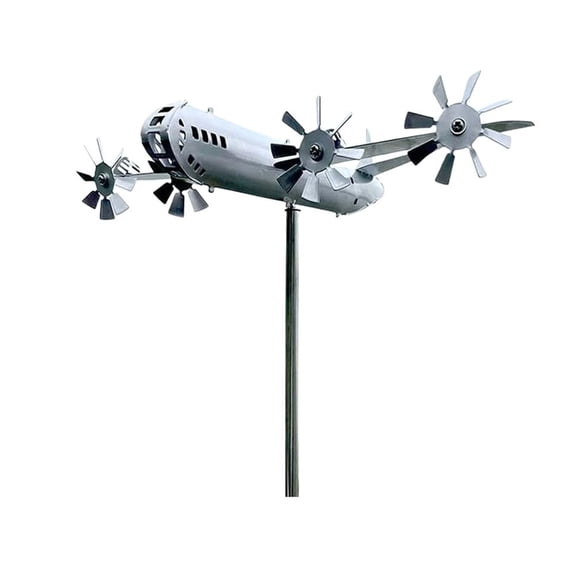 Wind & Garden Sculpture by B29 Super Fortress Aircraft – Outdoor Metal Windmill Artwork for Yard Aviation Themed Yard Art