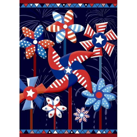 Windmill Patriotic Celebrate America Independence Double Sided House Flag 28 x 40 inch