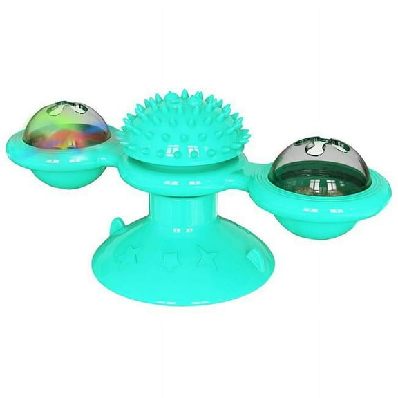 Windmill Rotating Suction Cup Spinning Cat Toy, Blue - One Size