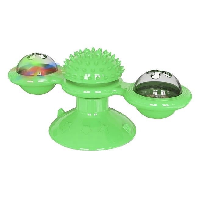 Windmill Rotating Suction Cup Spinning Cat Toy, Green - One Size
