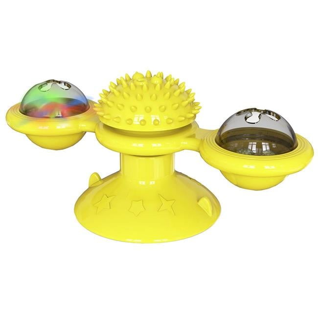 Windmill Rotating Suction Cup Spinning Cat Toy, Yellow - One Size