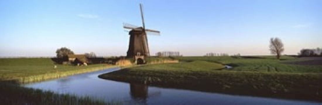 Windmill Schermerhorn Netherlands Canvas Art - Panoramic Images (18 x 6)