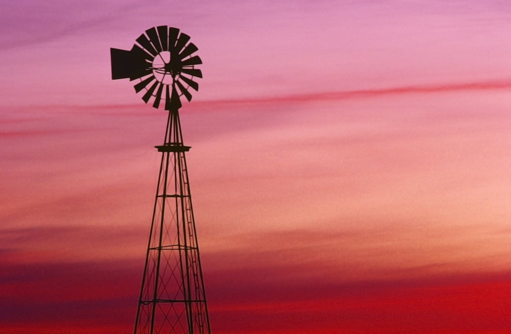 Windmill Silhouette Against Coloured Sky Canvas Art - Bilderbuch Design Pics (18 x 11)