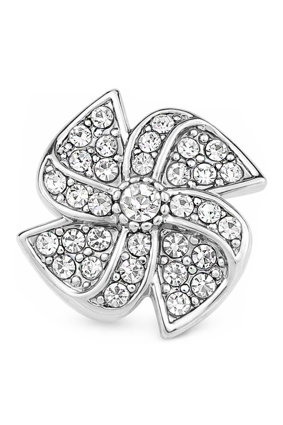 Snap Jewelry 18MM Windmill Rhinestone Ginger Charm in Silver with Clear Crystal Accents