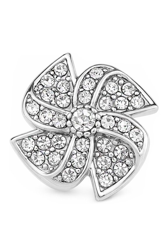 Snap Jewelry 18MM Windmill Rhinestone Ginger Charm in Silver with Clear Crystal Accents