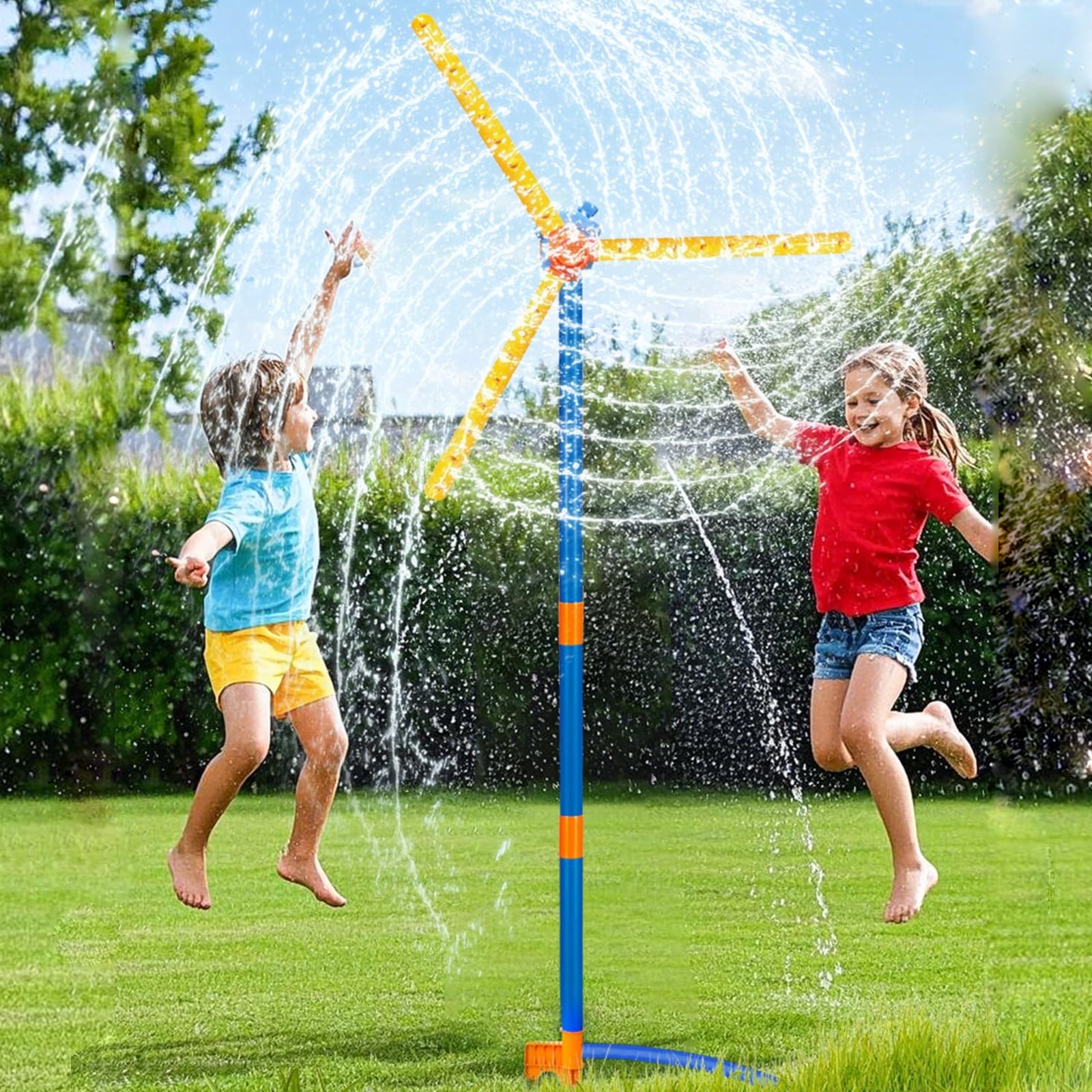 Windmill Sprinkler Toy for Kids - 360 Rotating Outdoor Water Spray with 36 Splash Holes, Summer Backyard Lawn Sprinkler Water Play for Toddlers, Boys, Girls, Pets & Garden Watering