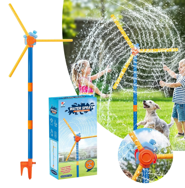 Windmill Sprinkler Water Toy for Kids, Large Size Outdoor Water Splash Toy, 360° Rotating Lawn Sprinkler for Backyard Garden, Summer Outside Water Play Game for Kids