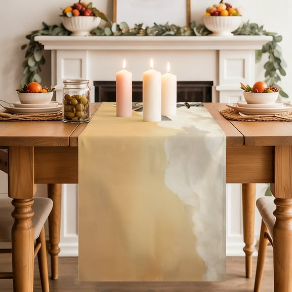 Windmill Table Runner, Windmill Farmhouse Sunset Field Trees Rustic Washable Cotton-linen Table Runners Dining Kitchen Decoration for Everyday Home Wedding Party Decor, 18 x72 Inch