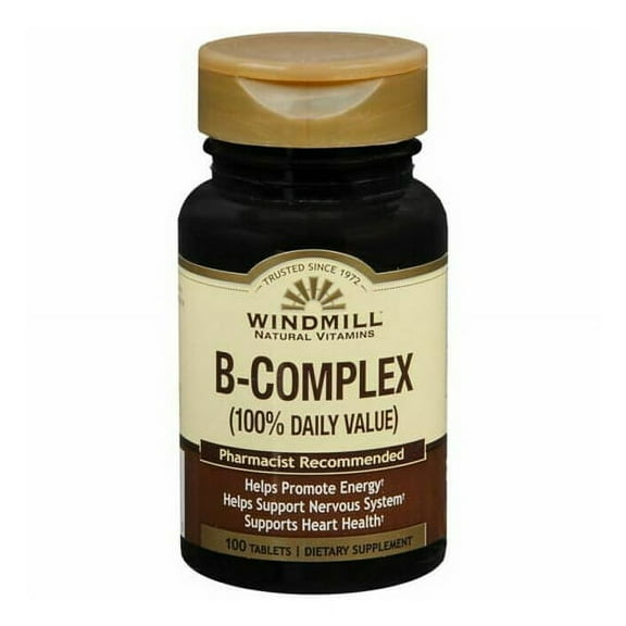 Windmill Vitamin B-Complex (100% Daily Value) Tablets, 100 Ea, 6 Pack