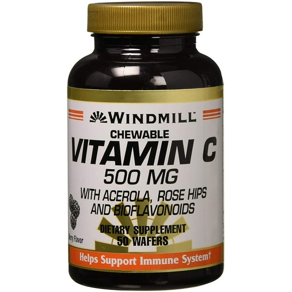 Windmill Vitamin C-500 Chewable Wafers 50 Tablets