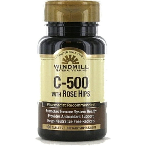 Windmill Vitamin C-500 Tablets Rose Hips 100 Tablets - (Pack of 2)