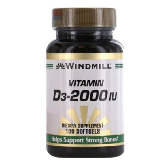 Windmill Vitamin D3 2000 IU Softgels 100 Ea, 3 Pack