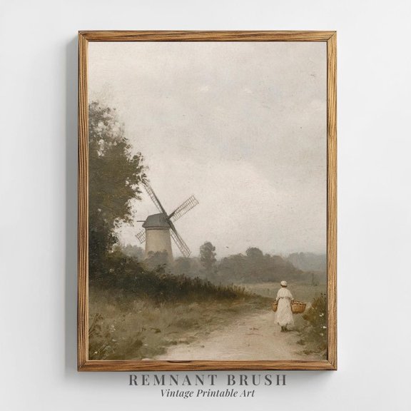 Windmill Wall Art Print Rustic Farmhouse Countryside Decor