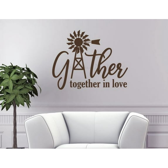 Windmill Wall Art Stickers Gather Together In Love Decals Farmhouse Decor 30x23-Inch Beach House
