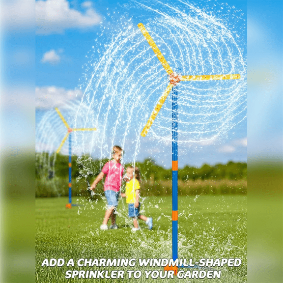 Windmill Water Sprinkler Outdoor Yard Toy, New Upgrades Double, 360° Spining Splash Summer Fun Play for Boys, Girls, Pets and Lawn Watering