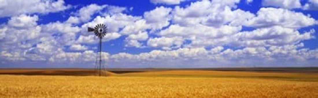 Windmill Wheat Field Othello Washington State USA Canvas Art - Panoramic Images (18 x 6)