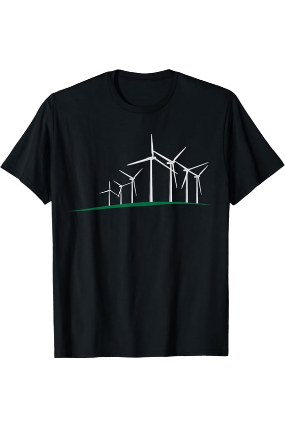 Windmill Wind Energy Design T-Shirt men and women can wear, black, white, gifts.