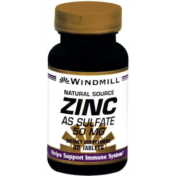 Windmill Zinc 50 mg Tablets Natural Source 90 Tablets - (Pack of 4)