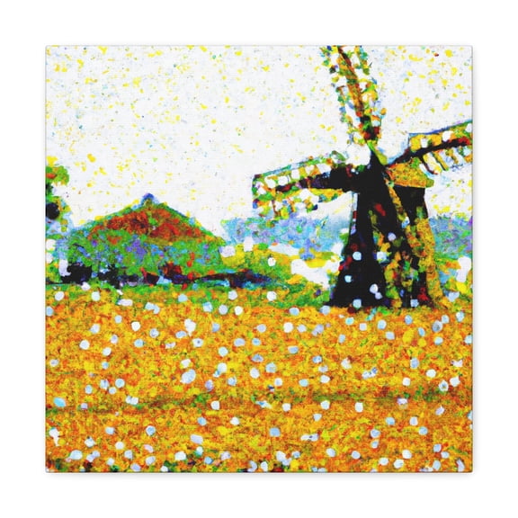 "Windmill in Pointillism" - Canvas