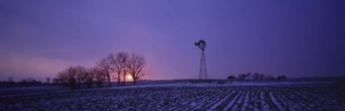 Windmill in a field Illinois USA Canvas Art - Panoramic Images (18 x 6)
