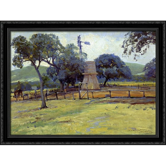 Windmill on Williams Ranch 36x28 Large Black Ornate Wood Framed Canvas Art by Robert Julian Onderdonk
