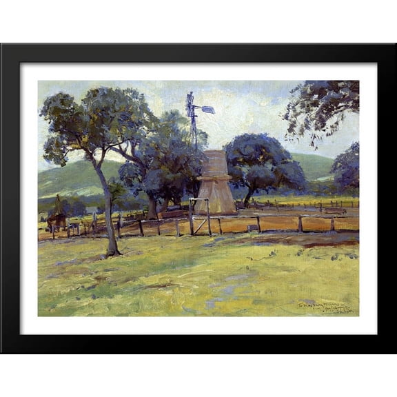 Windmill on Williams Ranch 36x28 Large Black Wood Framed Print Art by Robert Julian Onderdonk