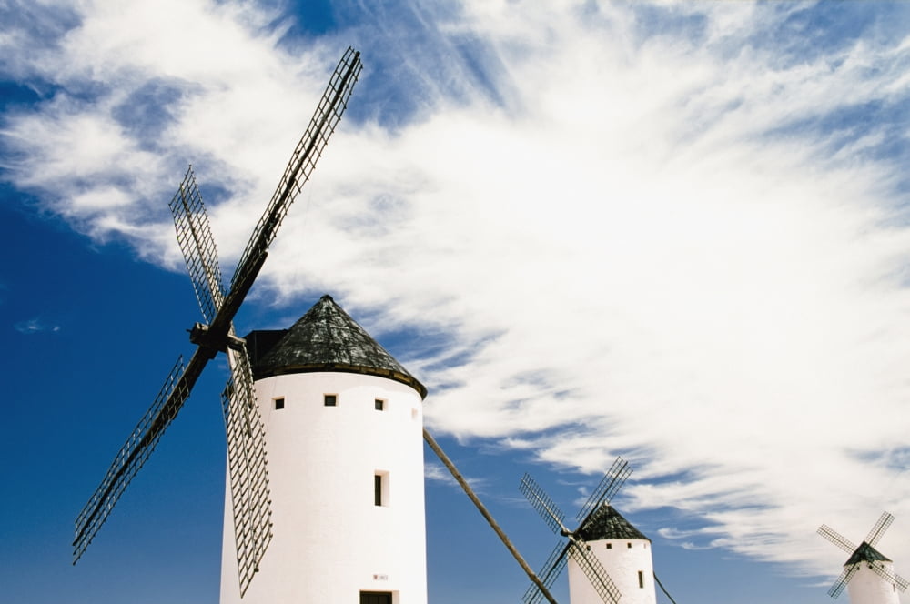 Windmills At Campo De Criptana Canvas Art - Conor Caffrey Design Pics (38 x 24)