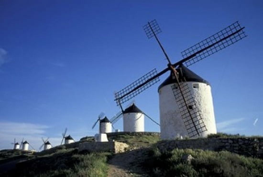 Windmills Consuegra La Mancha Spain Canvas Art - David Barnes DanitaDelimont (24 x 15)