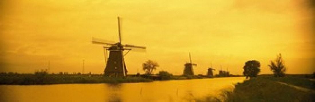 Windmills Netherlands Canvas Art - Panoramic Images (18 x 6)