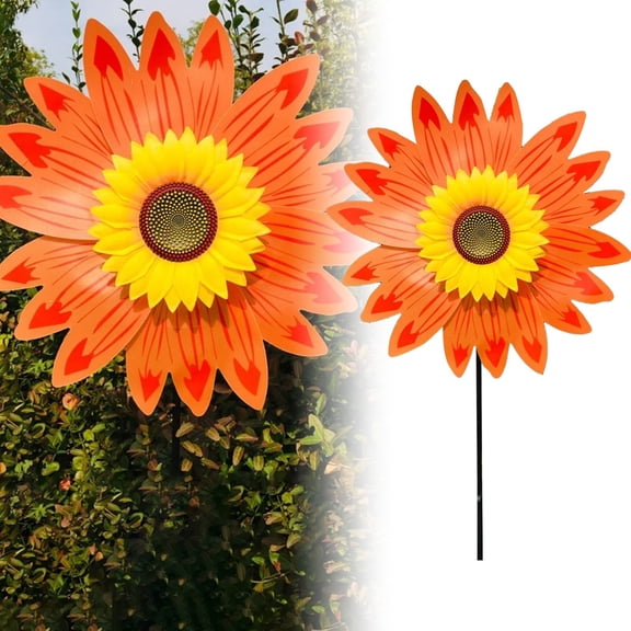 Windmills Windmill1 Sunflower Wind Large Windmill for Garden Yard Party Outdoor,14.17x14.17 inch,Orange
