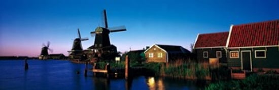 Windmills Zaanstreek Netherlands Canvas Art - Panoramic Images (36 x 12)
