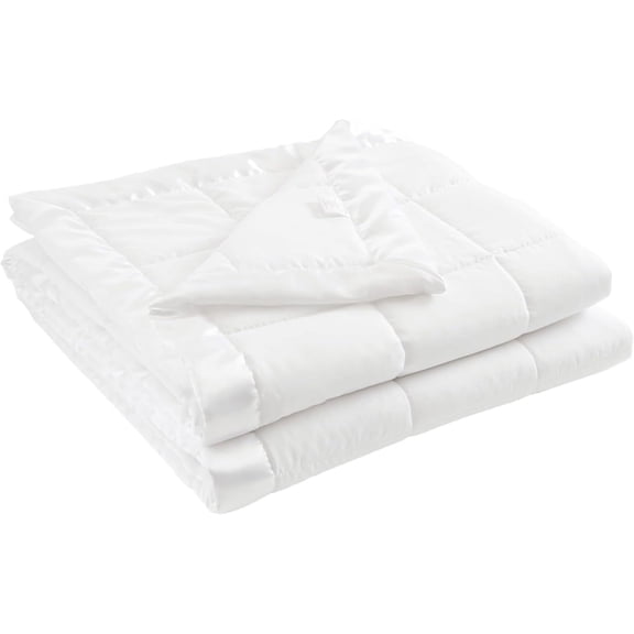 Windom Down Alternative Blanket, Premium 3M Scotchgard Moisture Wicking Treatment, Lightweight and Soft Bed Cover For All Season, Satin Trim, White Full/Queen