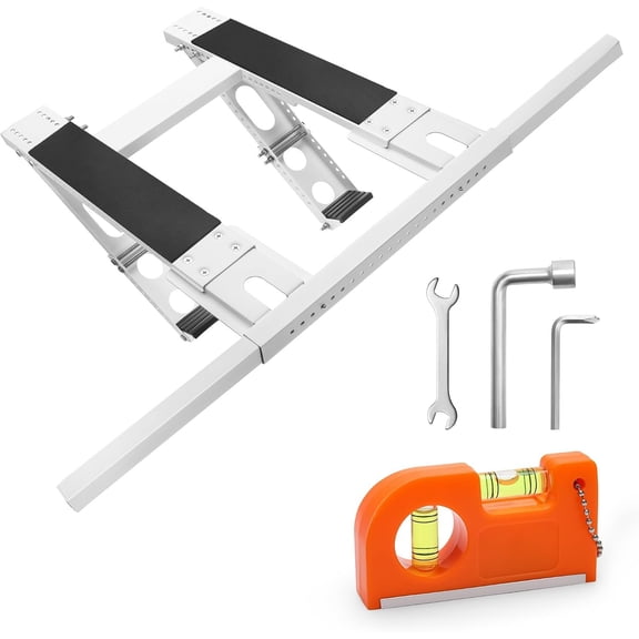 Window AC Bracket, No-Drill AC Window Bracket Compatible with Single & Double-Hung Windows, Heavy-Duty Holds Up to 220lbs, Double-Pole Reinforced Design (Pro Version)