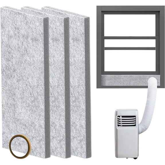 Window AC Foam Insulation Board, Portable Air Conditioner Window Sealing Board, Win-dow AC Space Filler Boards with Fixing Glue, Air Conditioner Foam Insulation Boards