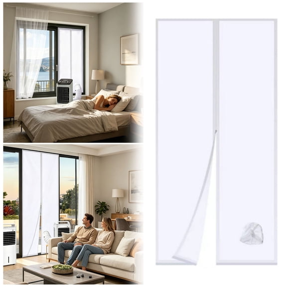 Window AC Insulation Curtain Door Seal, Winter Thermal Curtains Energy Efficient Barrier, Universal Insulated Curtain for Sliding Door Casement Window AC Unit,82.7"x35.4"