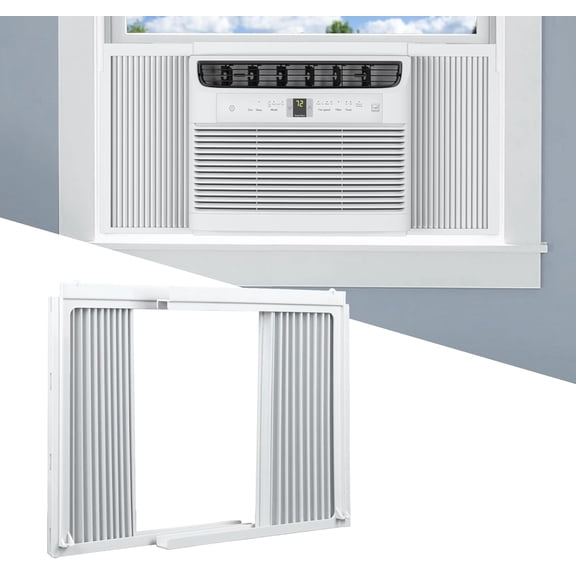Window AC Side Panel with Frame Set,Air Conditioner Accordion Filler Curtain Replacement for Window AC Units,Fits Most 5,000 BTU Units,White,2 Pack