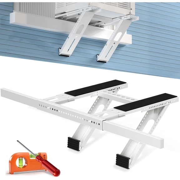Window AC Support Bracket No Drill: Adjustable Air Conditioner Support Bracket, Heavy Duty, Fits Single & Double-Hung Windows, Universal Units for 5000-24000 BTU, Up to 350 lbs