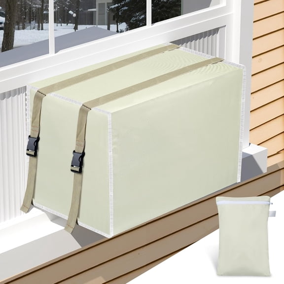 Window AC Unit Cover Outdoor, Waterproof and Dust-Proof Air Conditioner Cover for Outside (Khaki, M-21"W x 16"D x 15"H)