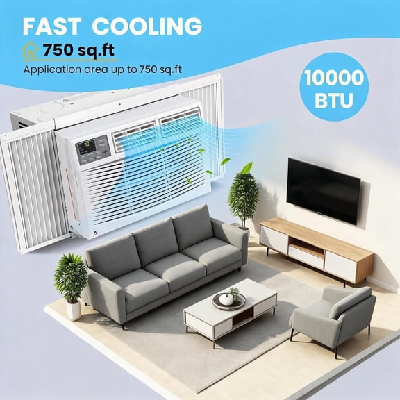Window Air Conditioner 10,000 BTU 2-Pack, Energy Efficient Quiet AC Unit with WiFi Remote Control, 3 Fan Speeds Dehumidifier Alexa Compatible Easy Install, Cools 750 Sq Ft for Bedroom Home Office