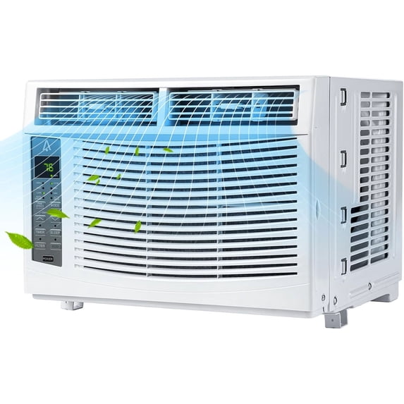 Window Air Conditioner 6000 Btu,Air Conditioner Window Unit Efficient Cools Up to 250 Square Feet,Window Ac Units with Remote, 3 Cooling & Fan Speeds, Window Install Kit,Window Unit Air Conditioner