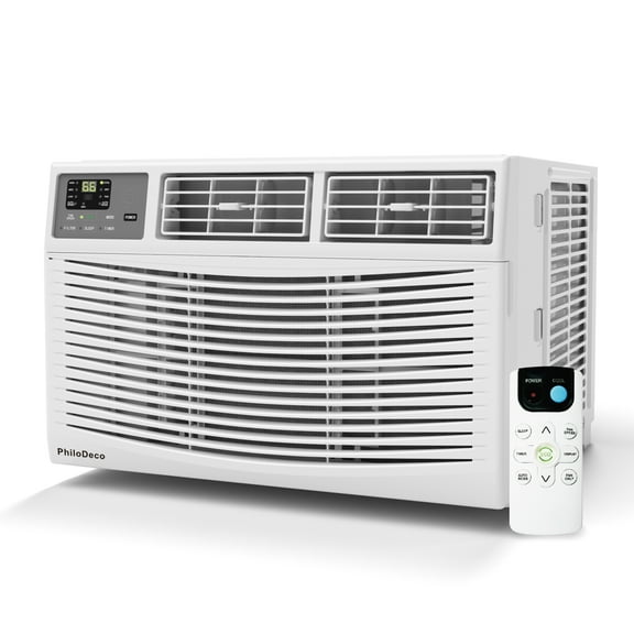 Window Air Conditioner 8000 BTU  350 Sq. ft. Intelligent, LED Display Screen, with Remote Control,Ac Can Be Used as a Dehumidifier/Fan, Operates Quietly, Energy-Saving. Timer/Sleep and ECO