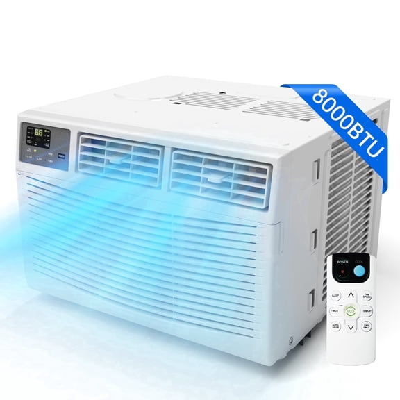 Window Air Conditioner 8000 BTU 350 Sq. ft. Intelligent, LED Display Screen, with Remote Control,Ac Can Be Used as a Dehumidifier/Fan, Operates Quietly, Energy-Saving. Timer/Sleep and ECO