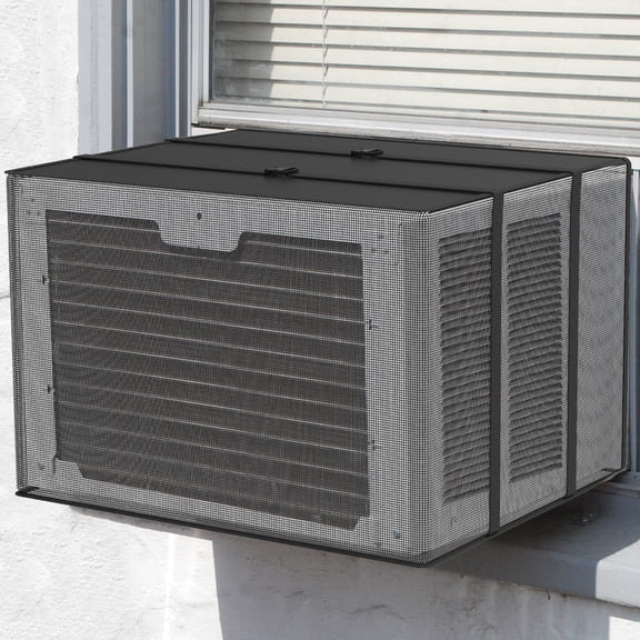 Window Air Conditioner Cover Waterproof AC Cover Easy to Clean Air Conditioning Cover with Two Adjustable Buckle Straps Dustproof Sunscreen Air Conditioning Protective Cover for All Season