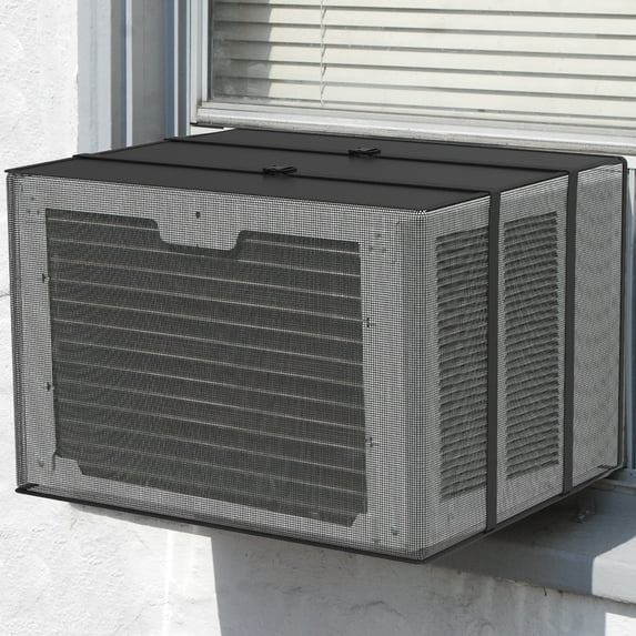 Window Air Conditioner Cover Waterproof AC Cover Easy to Clean Air Conditioning Cover with Two Adjustable Buckle Straps Dustproof Sunscreen Air Conditioning Protective Cover for All Season
