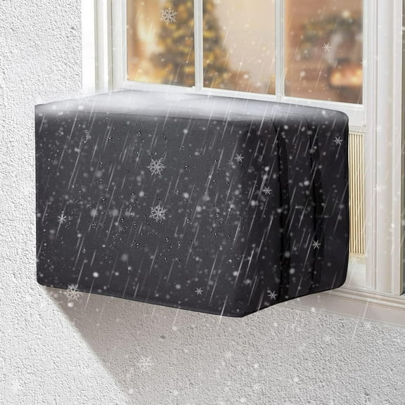 Window Air Conditioner Covers, Heavy Duty Waterproof Durable for Outdoor Elastic Bottom for Secure, Fit Year Around Protection, Black, 16.92"* 13.38"*12.59"